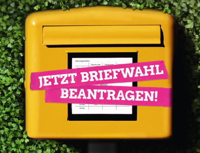 Banner "Jetzt Briefwahl beantragen!"